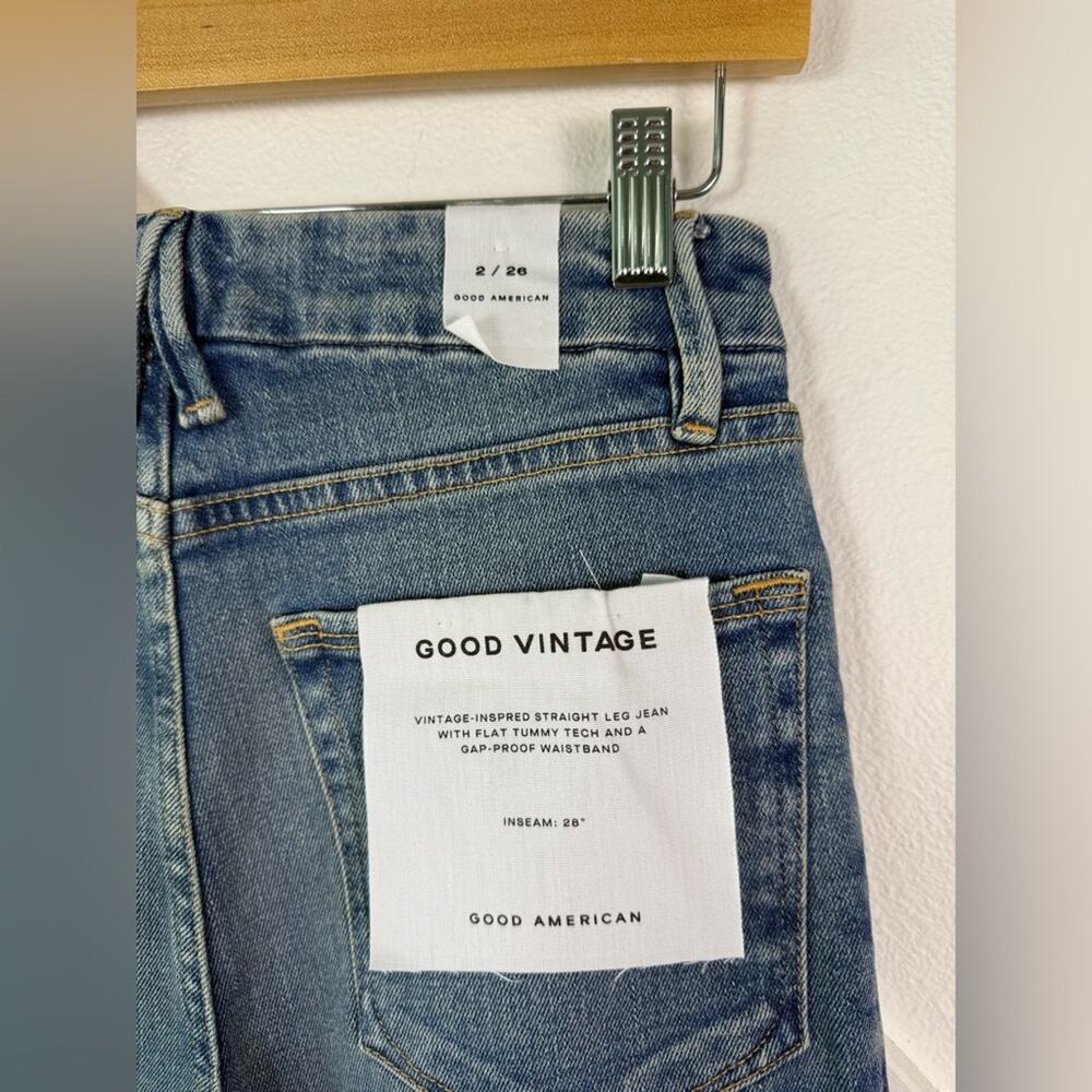 NWT Good American Good Vintage Straight Leg Ankle Jeans in Blue800 Size 2/26 - Picture 8 of 14